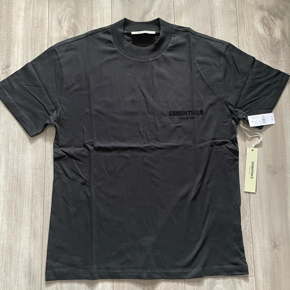 Small Black Essentials Fear of God Men's Logo T-Shirt